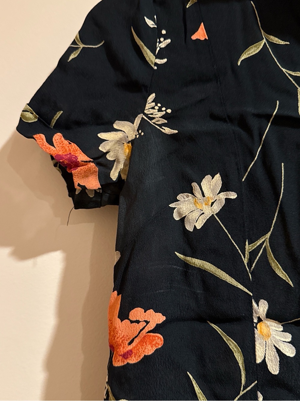 Reformation Black Floral Button-Front Short Sleeve Dress - Picture 4 of 6